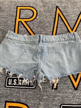 Light Blue Denim Cutoff Shorts - Casual Frayed Hem